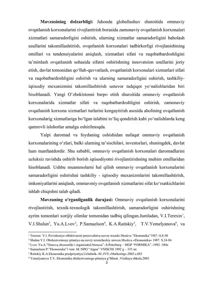 Toyloq tumanida ommaviy ovqatlanish korxonalari resurslari samaradorligini oshirish yo'llari 3