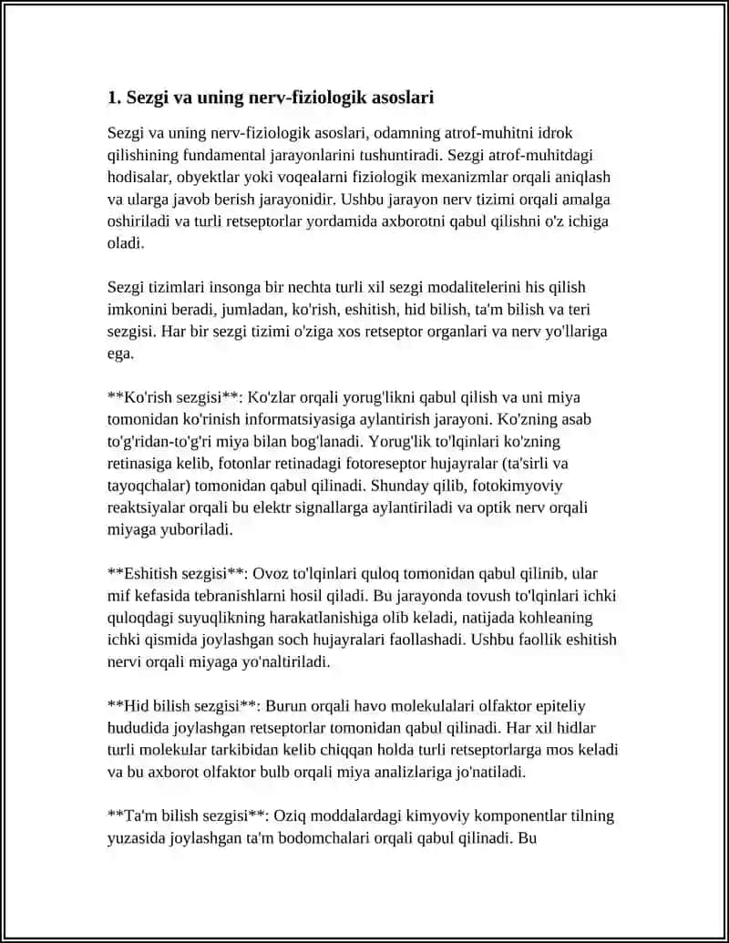 SEZGINING REFLEKTOR VA RETSEPTOR NAZARIYALARI.SEZGILARNING NERV-FIZIOLOGIK ASOSLARI 3