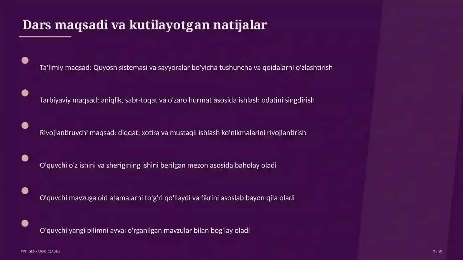 Quyosh sistemasi va sayyoralar (4-sinf) 3