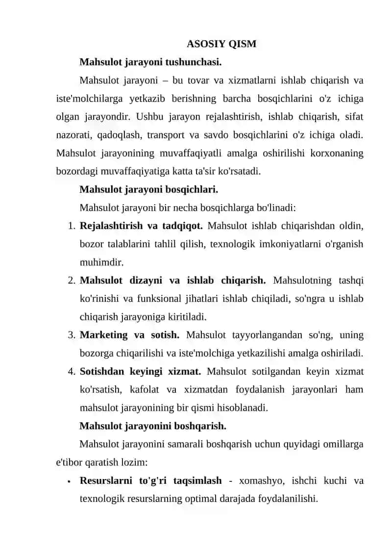 MAHSULOT JARAYONI MOHIYATI 3
