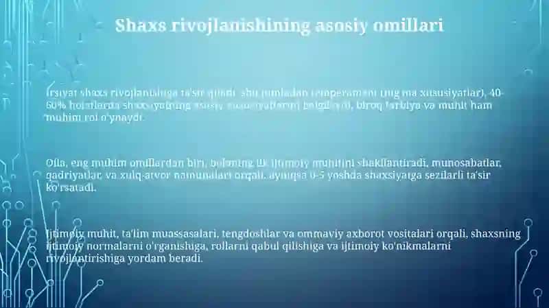 Shaxsning rivojlanishi, tarbiyasi va ijtimoiylashuvi 3