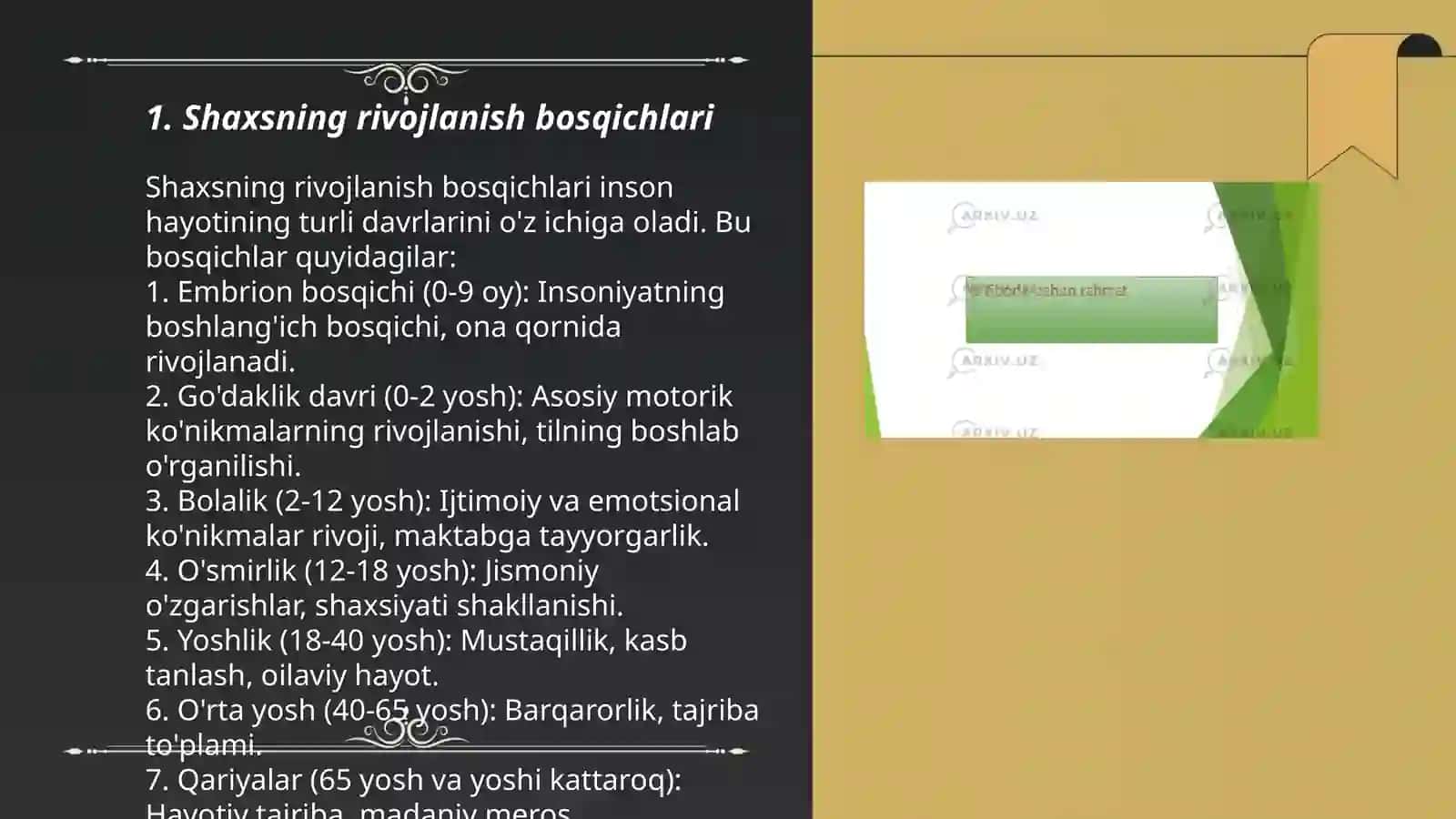 Shaxsning rivojlanishi, tarbiyasi va ijtimoiylashuvi, tarbiya maqsad va vazifalari 3