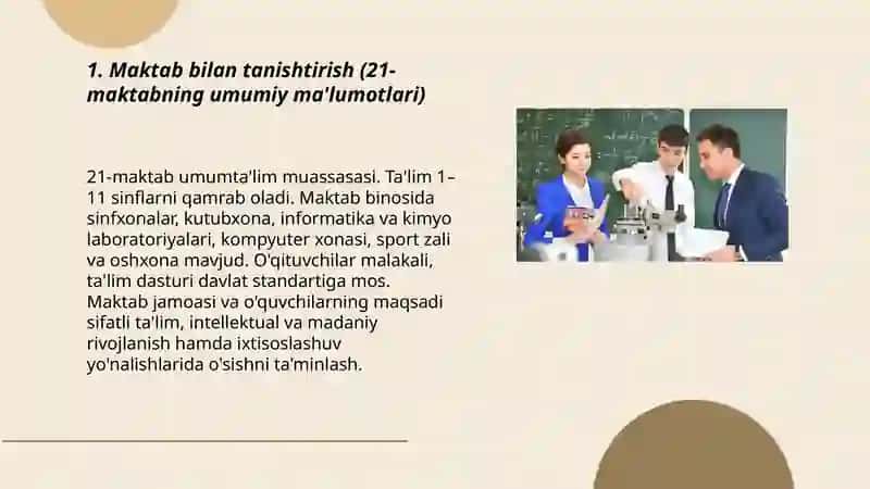 21-maktab va maktabdagi sharoitlar haqida slayd 3