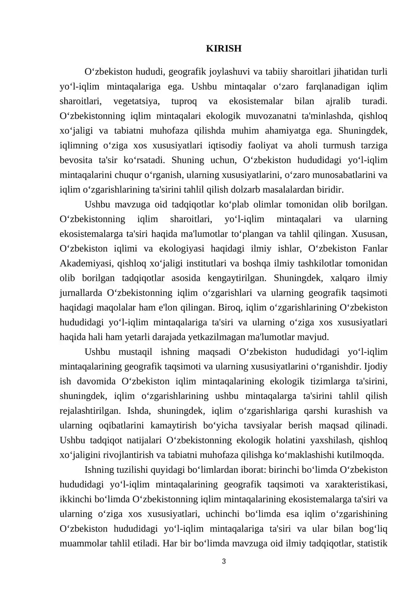 O‘zbekiston hududining yo‘l-iqlim mintaqalari va ularning o‘ziga xosliklari 3