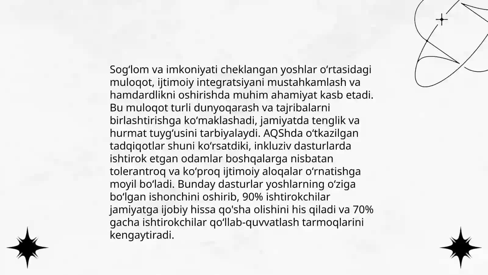Sogʻlom va imkoniyati cheklangan yoshlar oʻzaro muloqotining ijtimoiy pertseptsiyasi 3