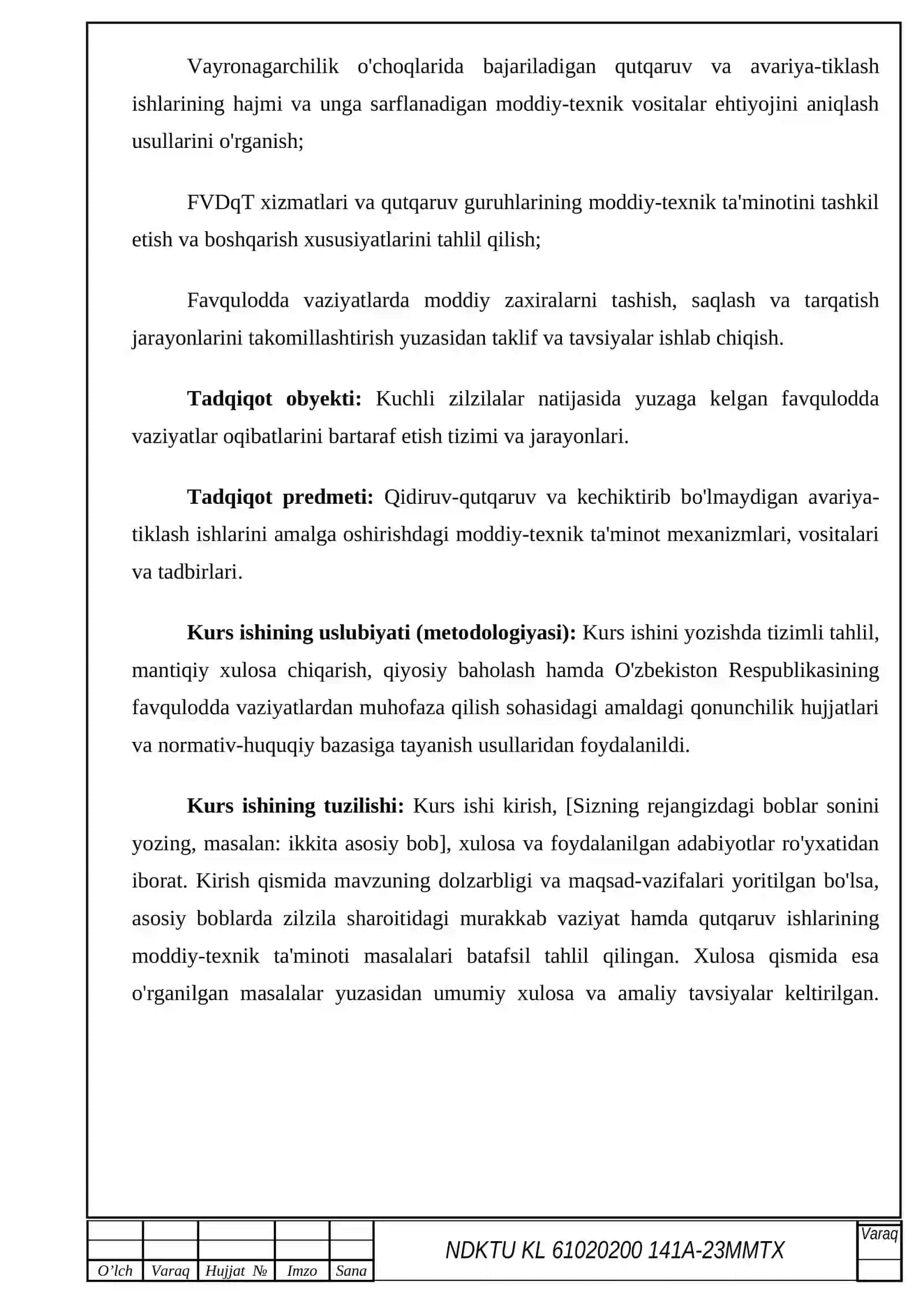 FAVQULODDA vaziyatlar fanidan kurs ishi3-4-5_kurslar uchun 3