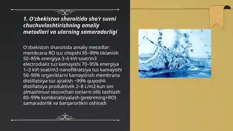 O'zbekiston sharoitida sho‘r suvni chuchuvlashtirish 3