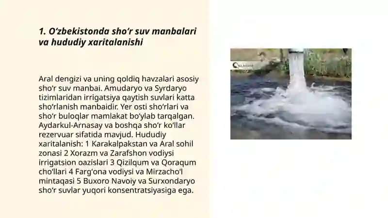 Oʻzbekistonda shoʻr suvlarni chuchuklashtirish gʻoyasini yaratish 3