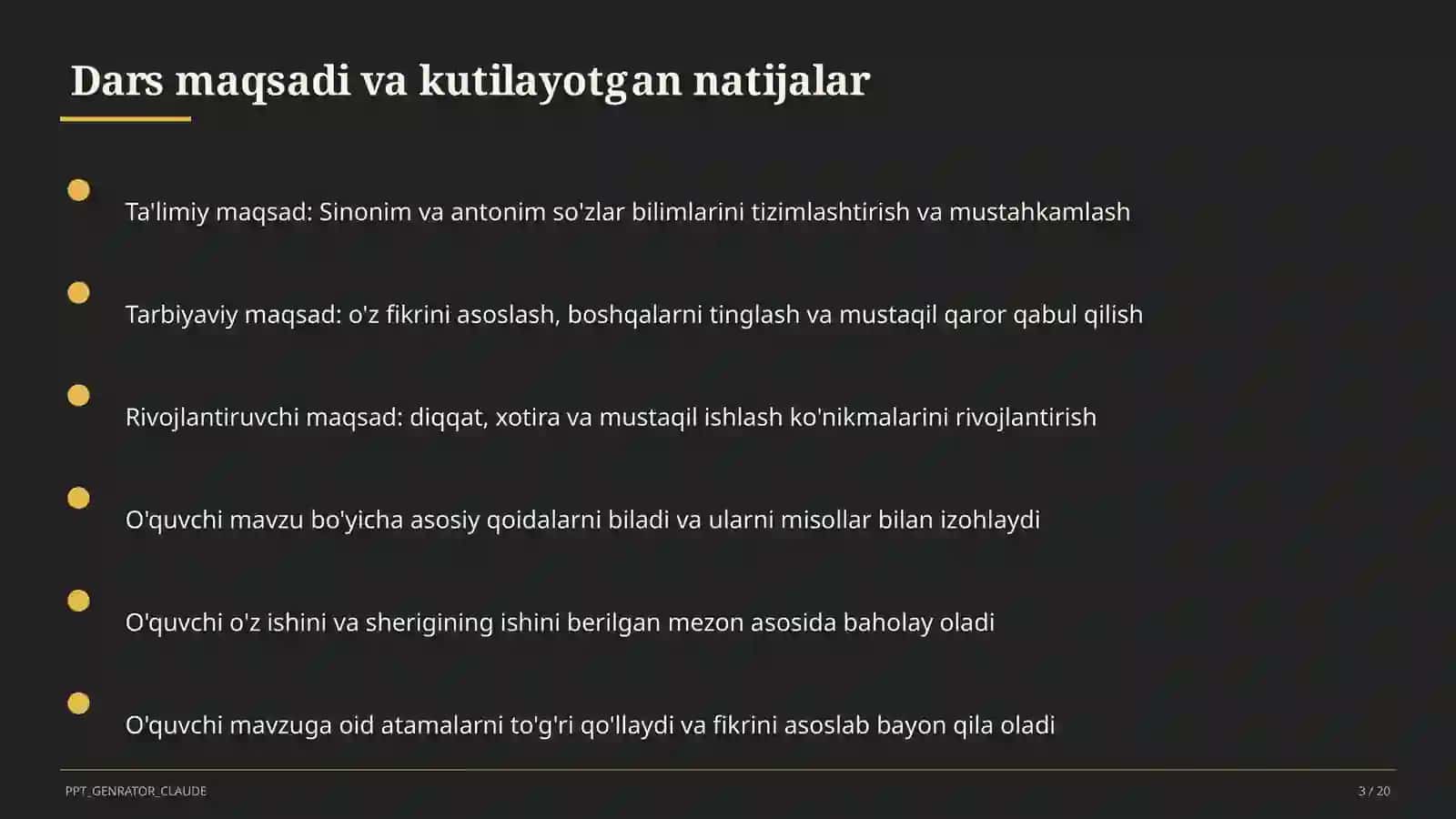 Sinonim va antonim so'zlar (3-sinf) 3
