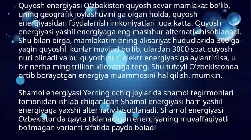 Oʻzbekistonda  ,,yashil energetikaʼʼni rivojlantirish istiqbollari 3