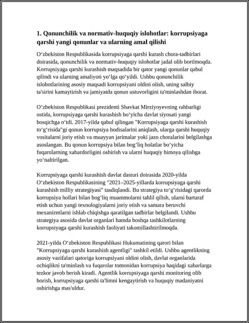 O'ZBEKISTON RESPUBLIKASIDA KORRUPSIYAGA QARSHI KURASH CHORA TADBIRLARI 3