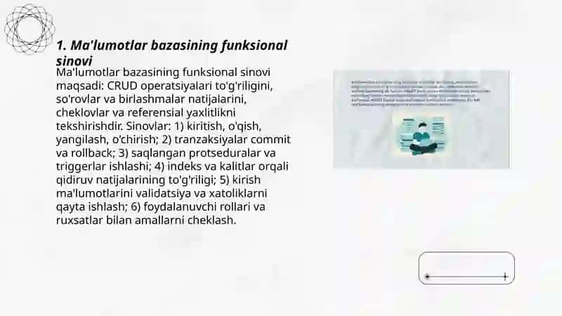 Ma'lumotlar bazasining funksional sinovi 3