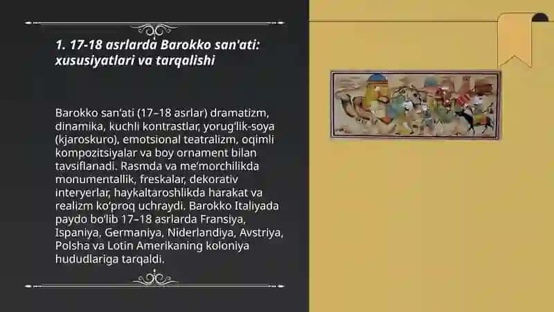 17-18 asrlarda Barokko san'ati: xususiyatlari va tarqalishi 3