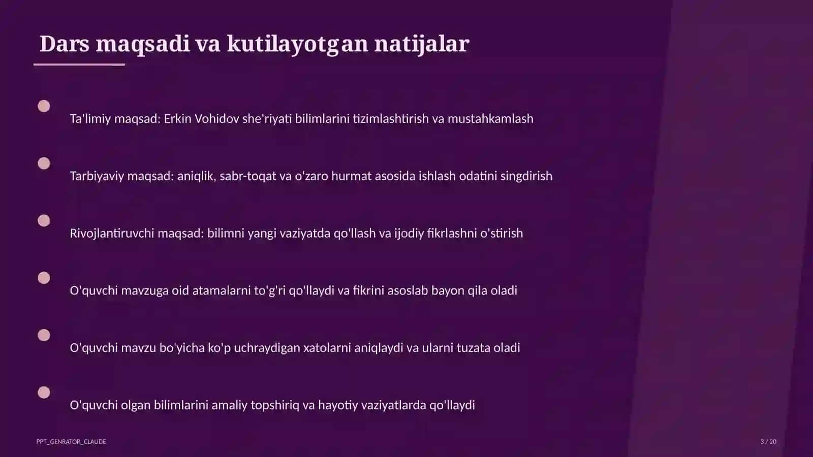 Erkin Vohidov she'riyati (8-sinf) 3