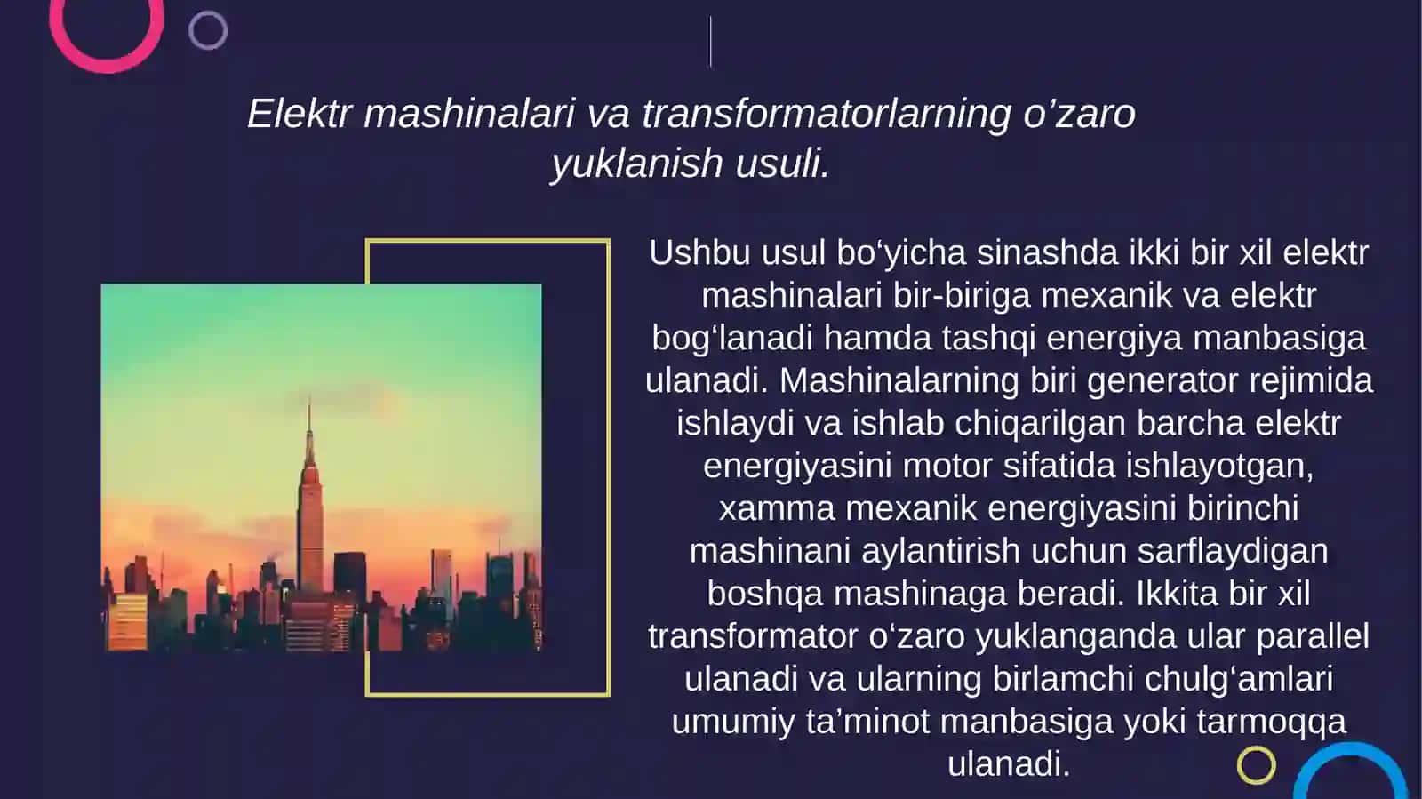 Elektr mashinalari va transformatorlarni o'rnatish 3