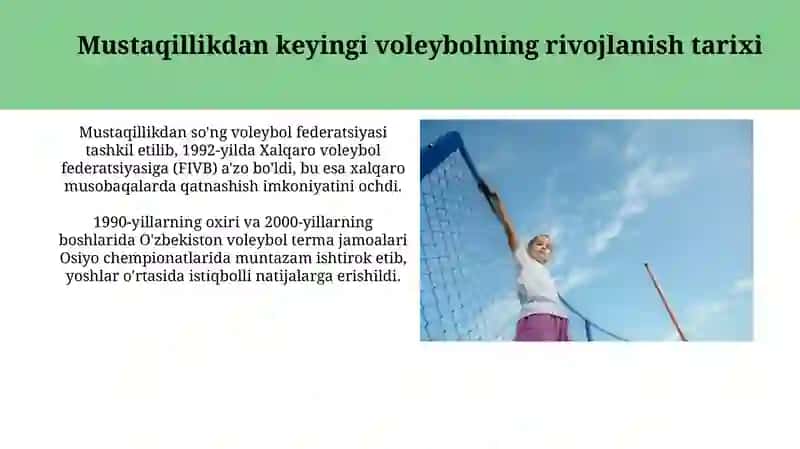 Istiqloldan sōng Ōzbekistonda voleybolni rivojlanishi 3