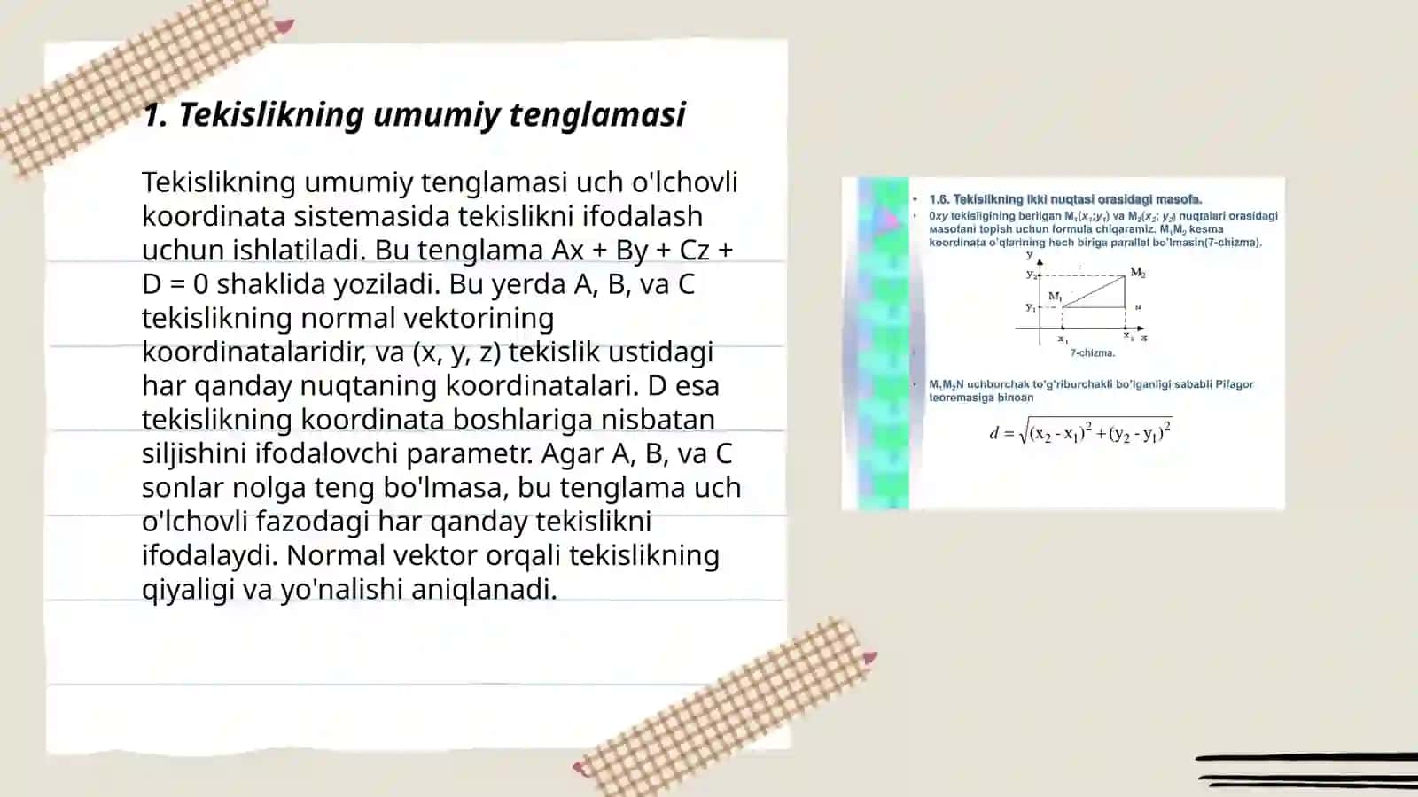 Tekislikning tenglamasi 3