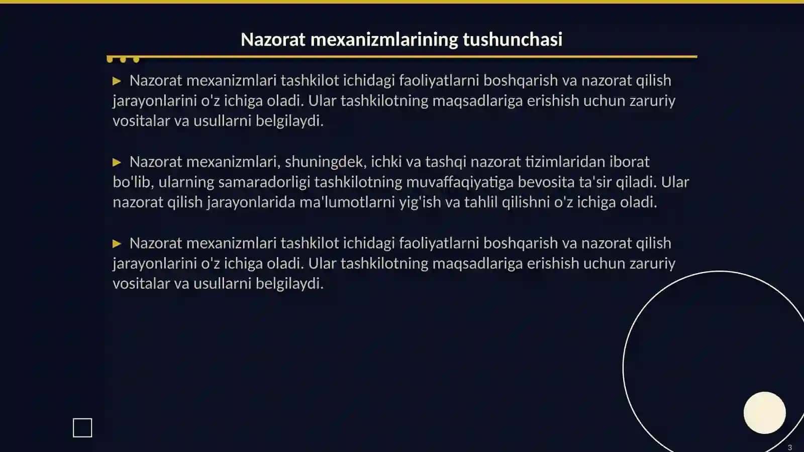 Nazoratni tashkil qilish mexanizmi 3