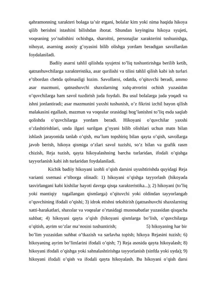 Har xil  janrdagi asarlarni o’qish  usuliyotining xususiyatlari 3