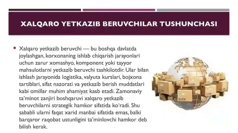 Xalqaro yetkazib beruvchilar bilan hamkorlik strategiyasi 3