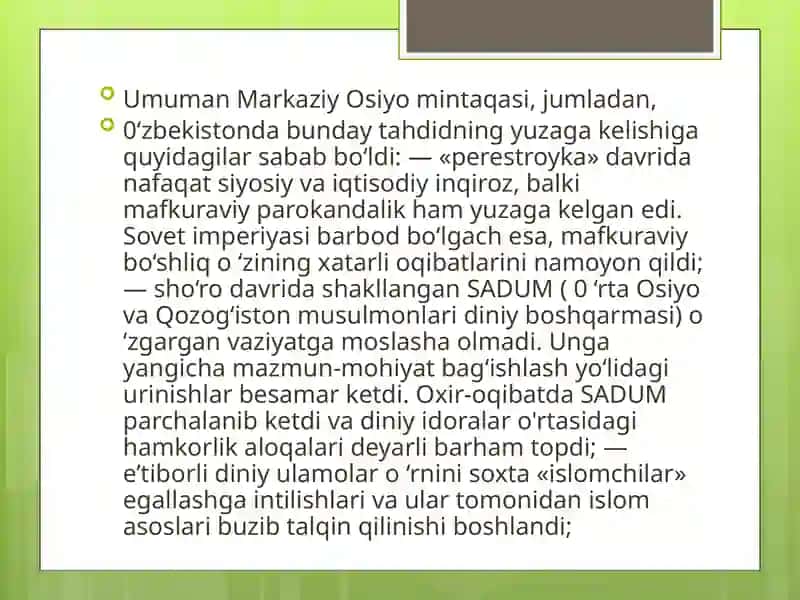 Markaziy Osiyodagi barqarorlikka tahdid solayotgan diniy ekstremistik va terroristik tashkilotlar 3