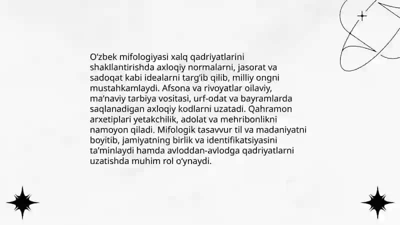 Oʻzbek mifologiyasi xalq qadriyatlarining tarkibiy qismi 3