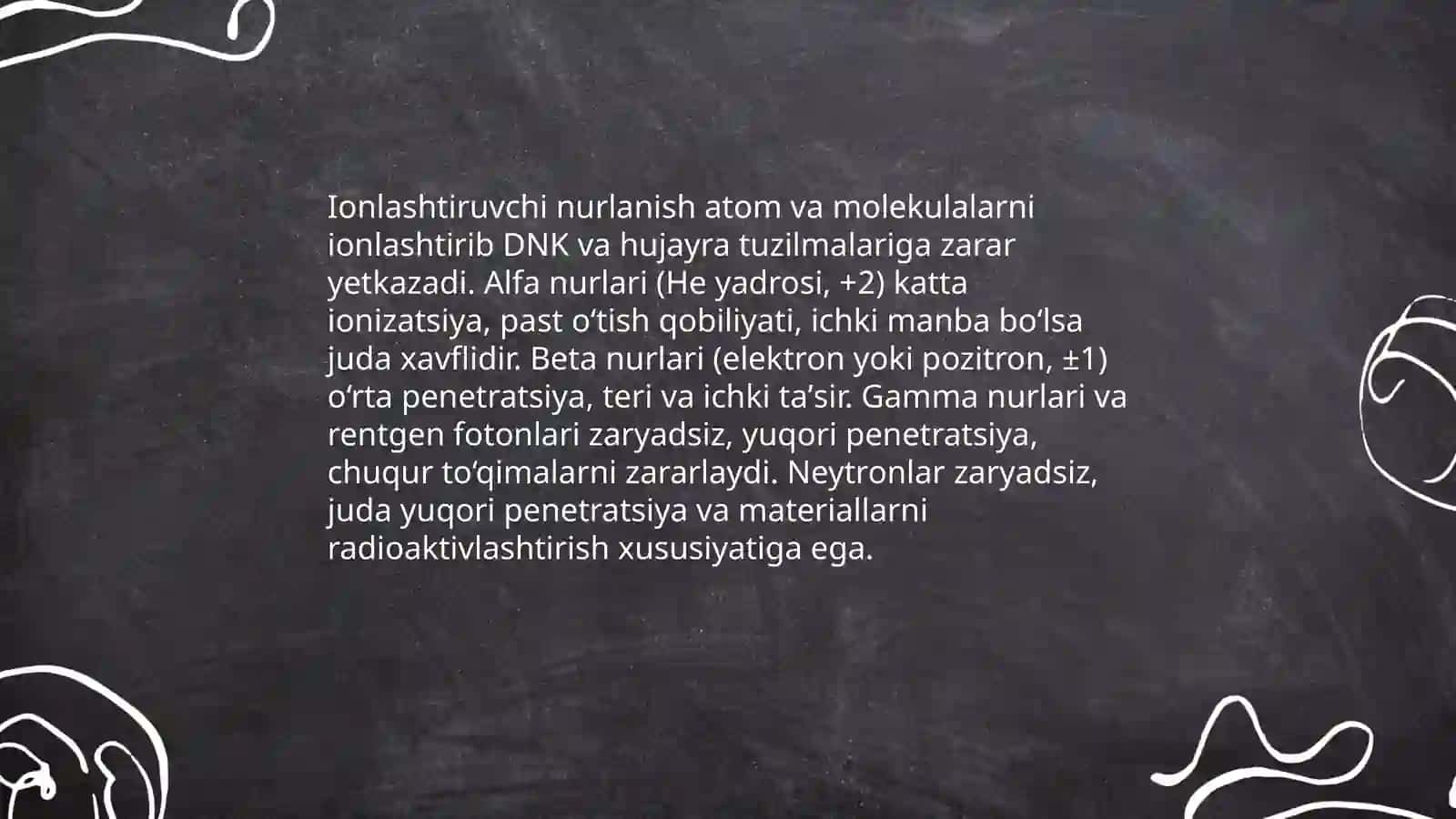 Ionlashtiruvchi nurlanishning inson organizimiga ta'siri va undan himoyalanish 3