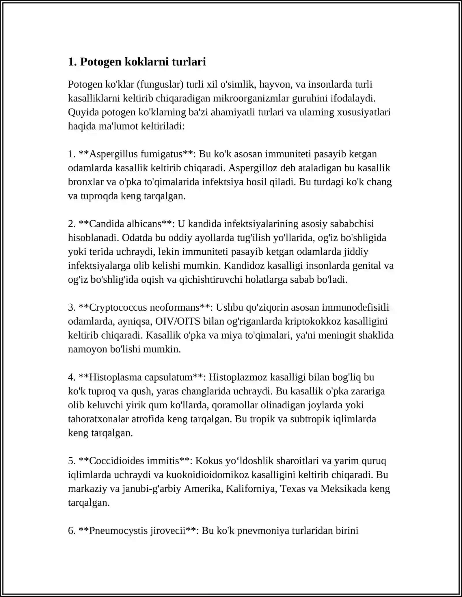 Potogen koklar va ular keltirib chiqargan kasalliklar haqida tushuncha 3