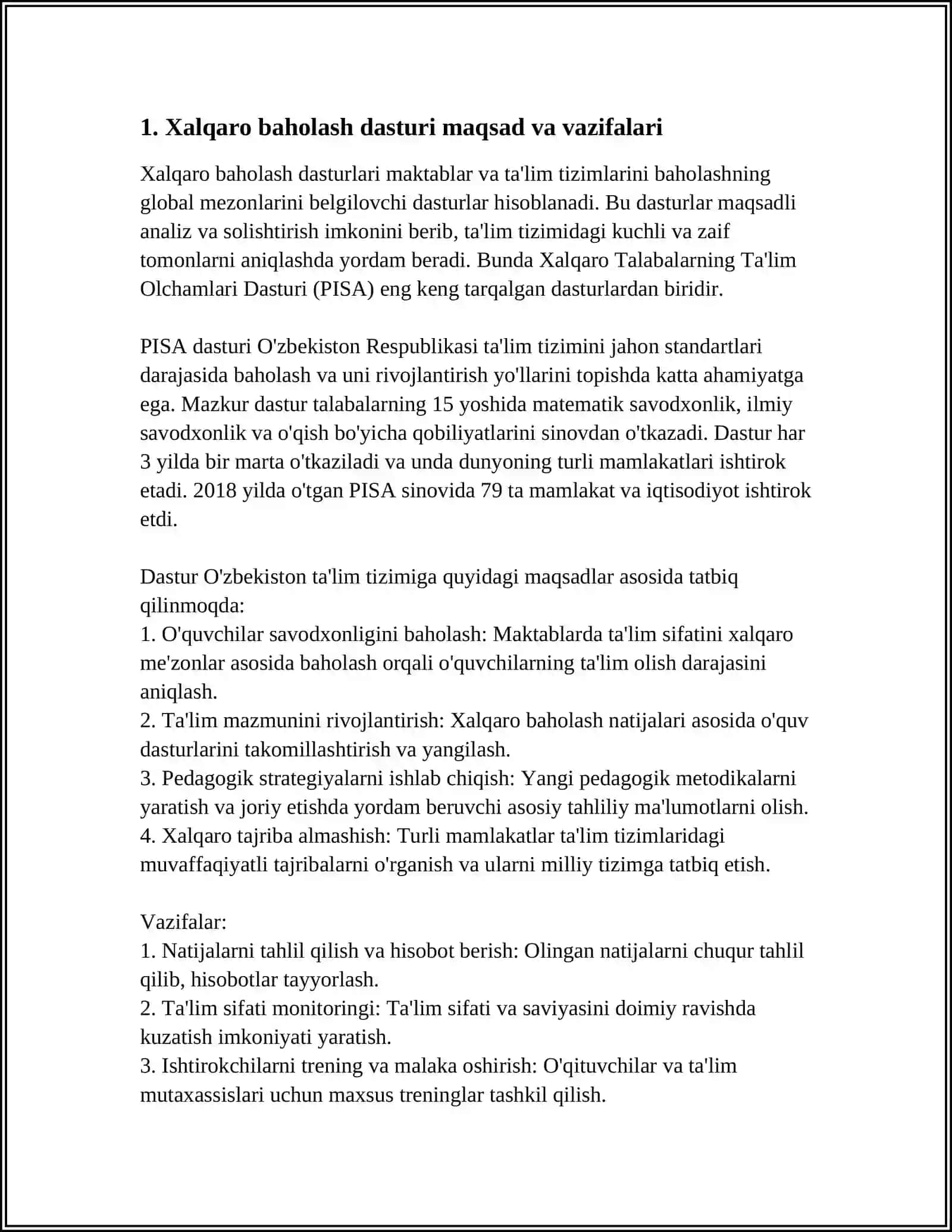 XALQARO BAHOLASH DASTURI DOIRASIDA XUKUMAT QARORLARINING MAZMUN MOHIYATI 3