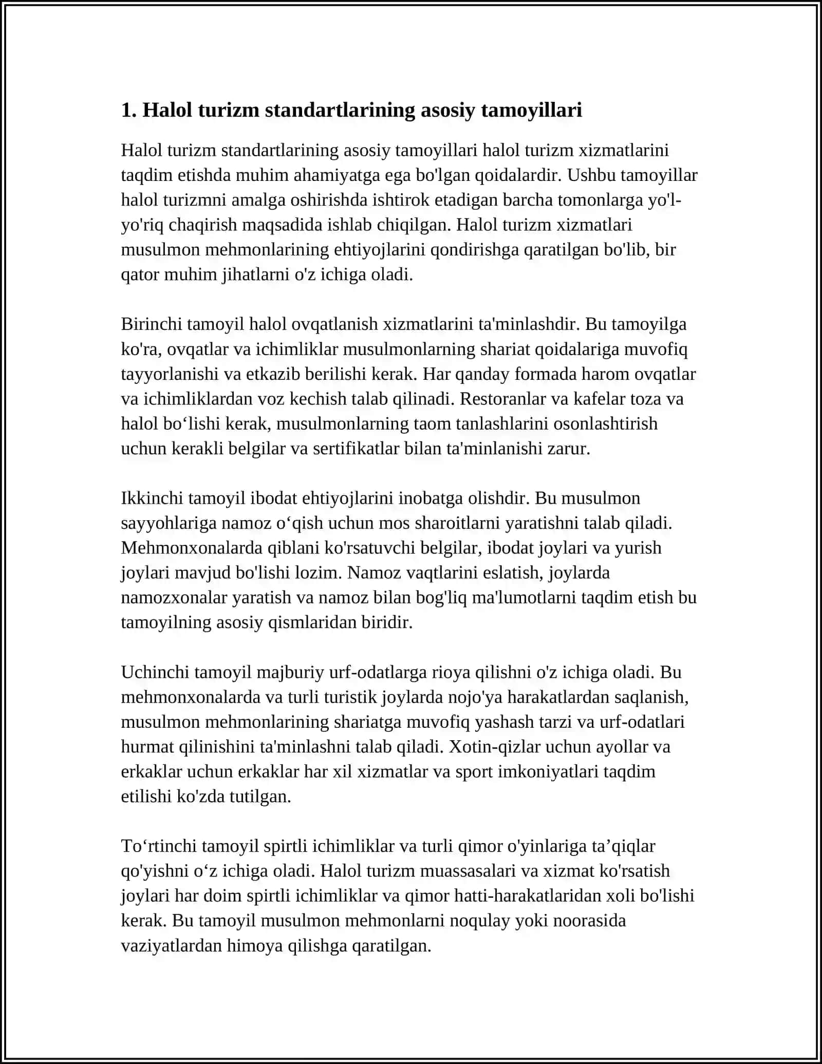 HALOL TURIZM STANDARTLARI VA SERTIFIKATLASHTIRISH AMALIYOTI 3