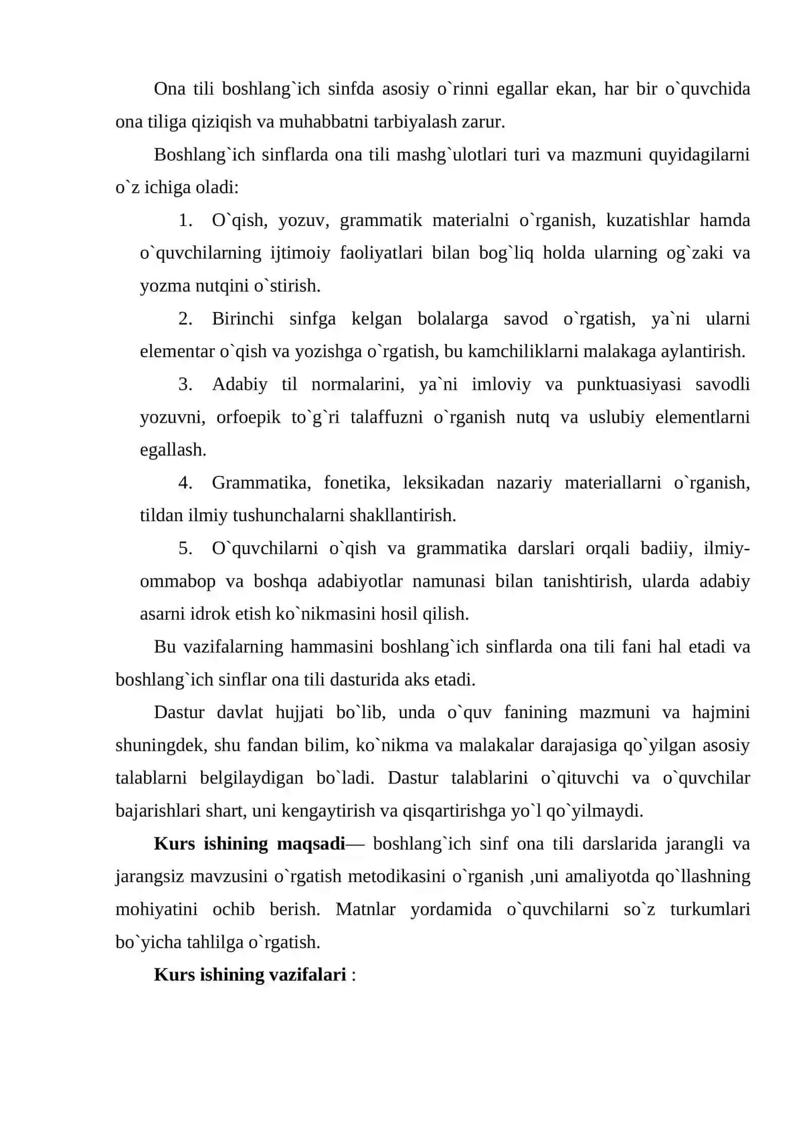 Kurs ishi: 2-SINFDA JARANGLI VA JARANGSIZ UNDOSHLARNI O`RGANISH USLUBIYATI. 3