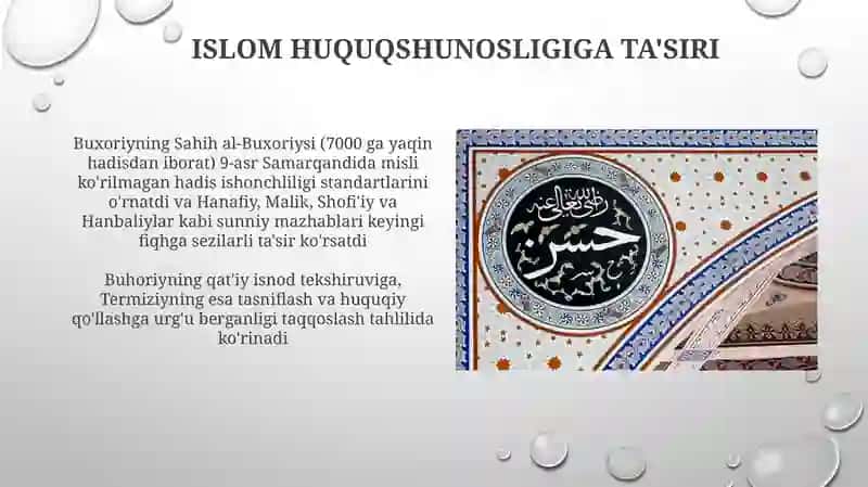 Buxoriyning Sahih al-Buxoriysi - Taqdimotlar/Huquqshunoslik 3