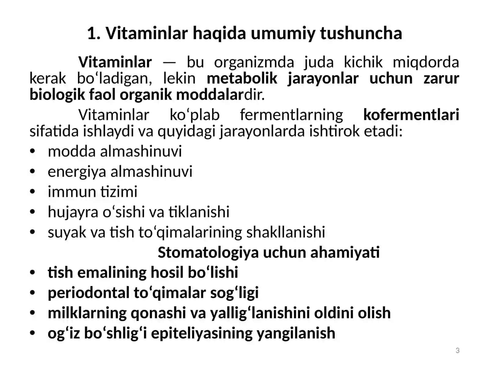 Vitaminlar, fermentlar, oksidant va antioksidantlar, oksidlovchi stress 3