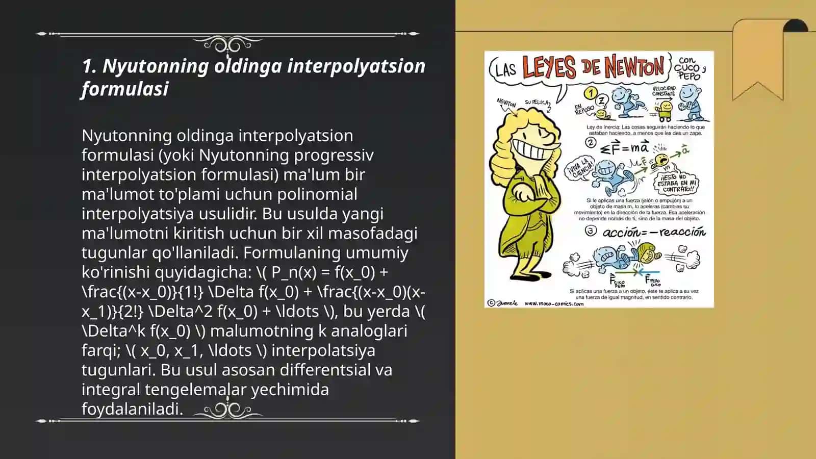 Nyutonning interpolyatsion formulalari 3