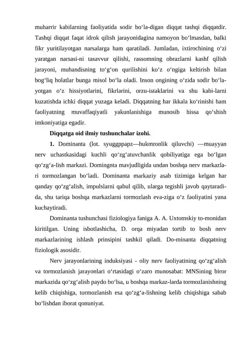 Diqqatning psixofiziologik indikatorlari va mexanizmlar 3