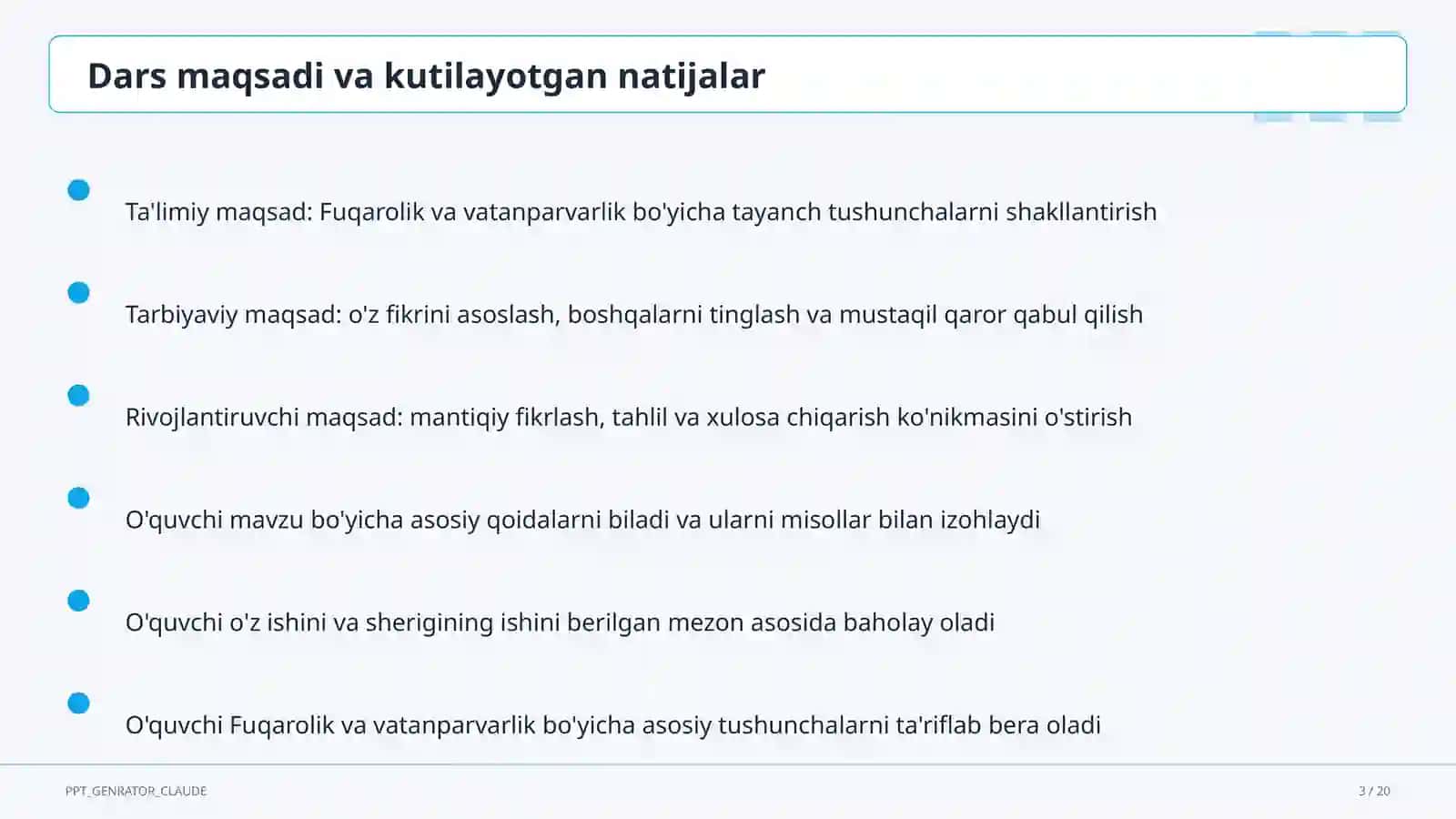 Fuqarolik va vatanparvarlik (8-sinf) Tarbiya fani 3