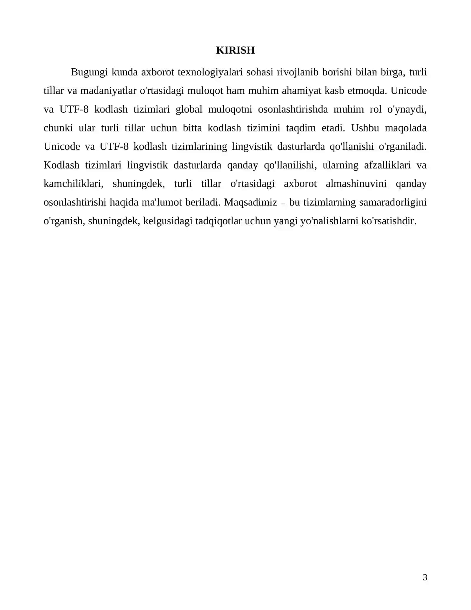 Unicode va UTF-8 kodlash tizimlarining lingvistik dasturlarda qoʼllanishi 3