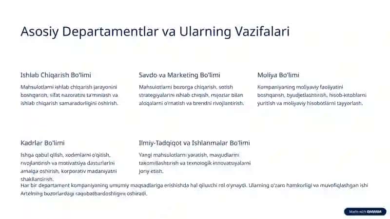 Artel Kompaniyasining Funksional Boshqaruv Tuzilmasi va Moliyaviy Menejment Ko'rsatkichlari 3