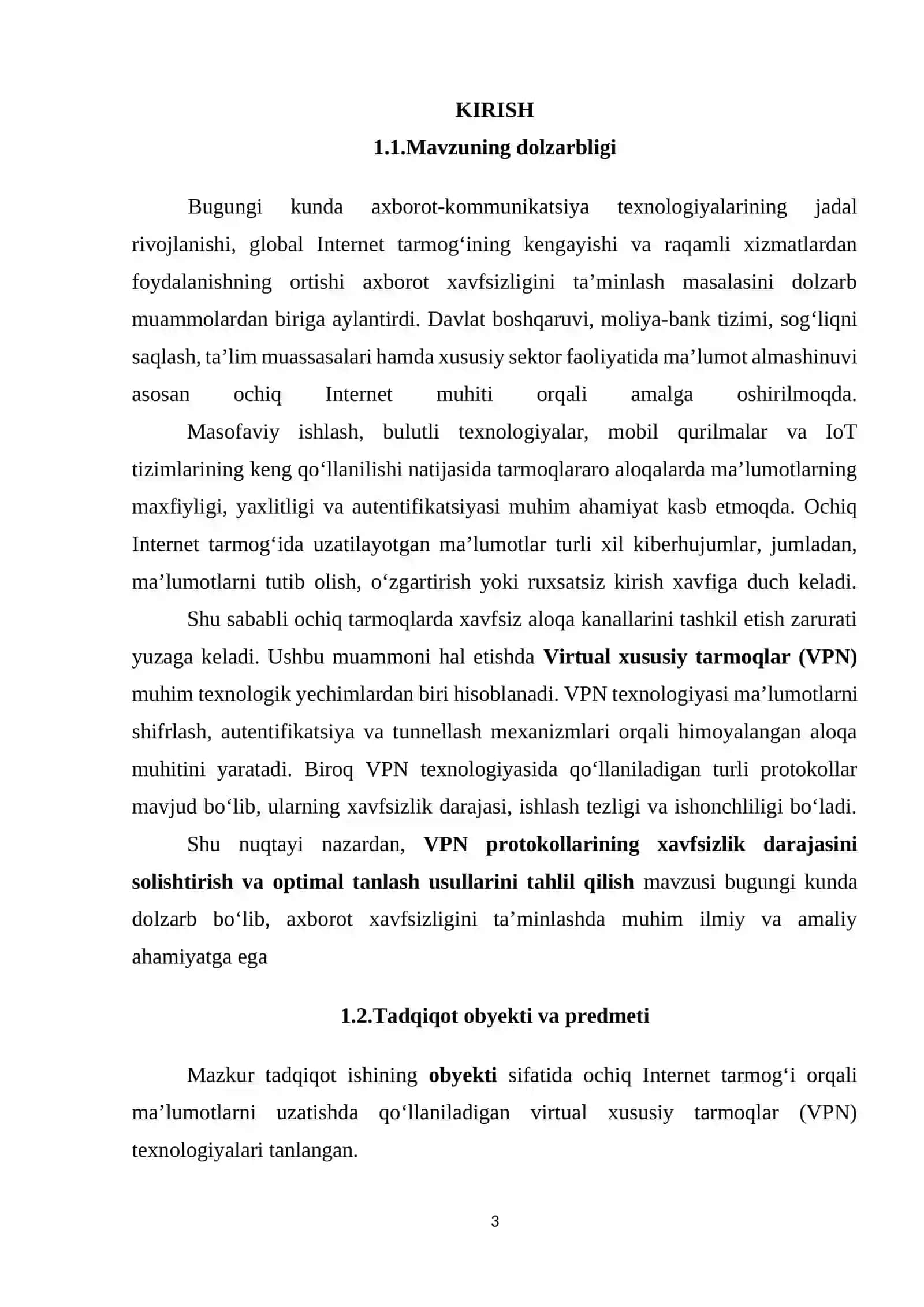 VPN PROTOKOLLARINING XAVFSIZLIK DARAJASINI SOLISHTIRISH VA OPTIMAL TANLASH USULLARINI TAHLIL QILISH 3