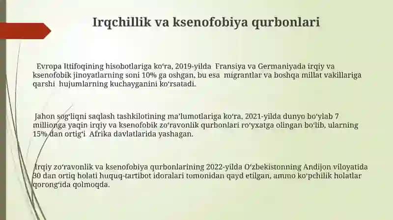 Irqlar irqchilik va ksenefobiya 3