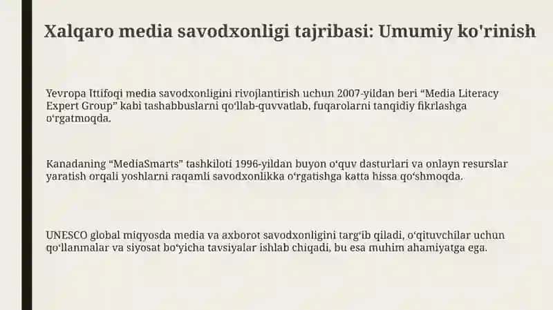 Xalqaro media savodxonligi tajribasi 3