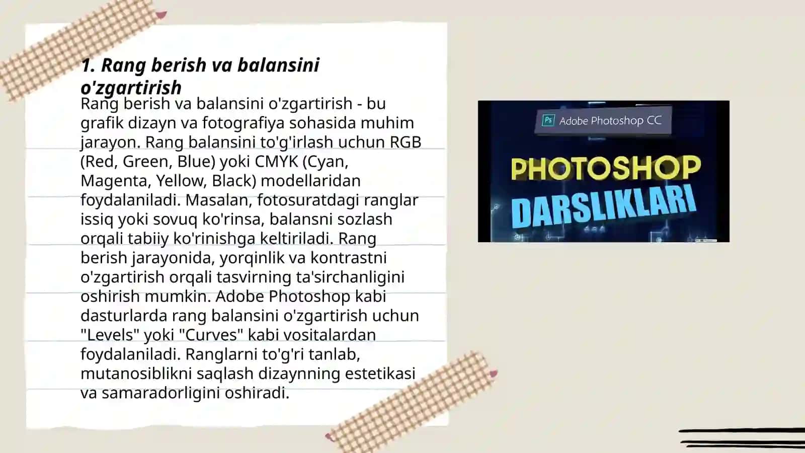 Photoshop Dasturning Grafik ob’yektlarda ranglar va qatlamlar bilan ishlash 3
