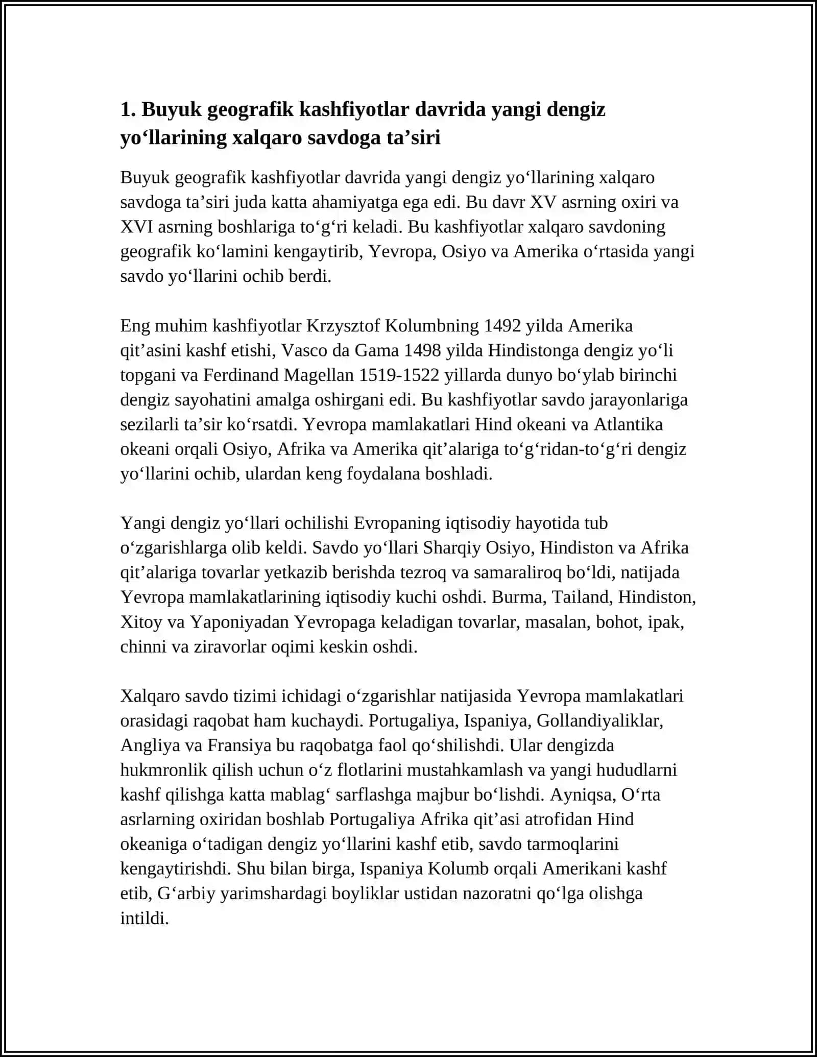 BUYUK GEOGRAFIK KASHFIYOTLARNING HALQARO SAVDODAGI ÓRNI 3