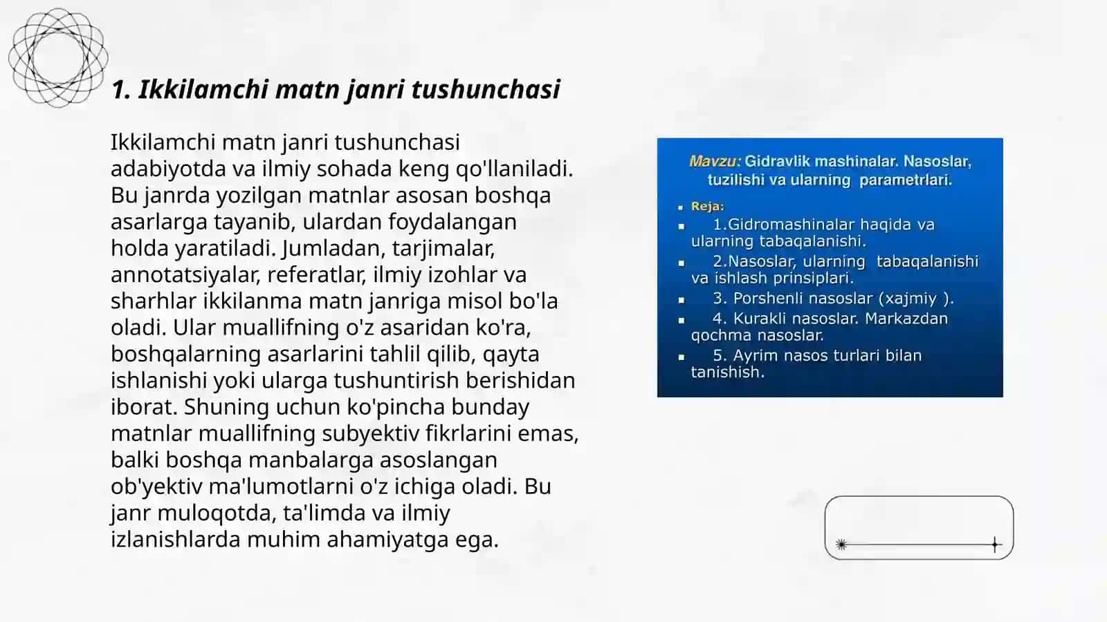 Referat ikkilamchi matn janri sifatida. Referat turlari. Refatning tuzilishi va til klishelari 3