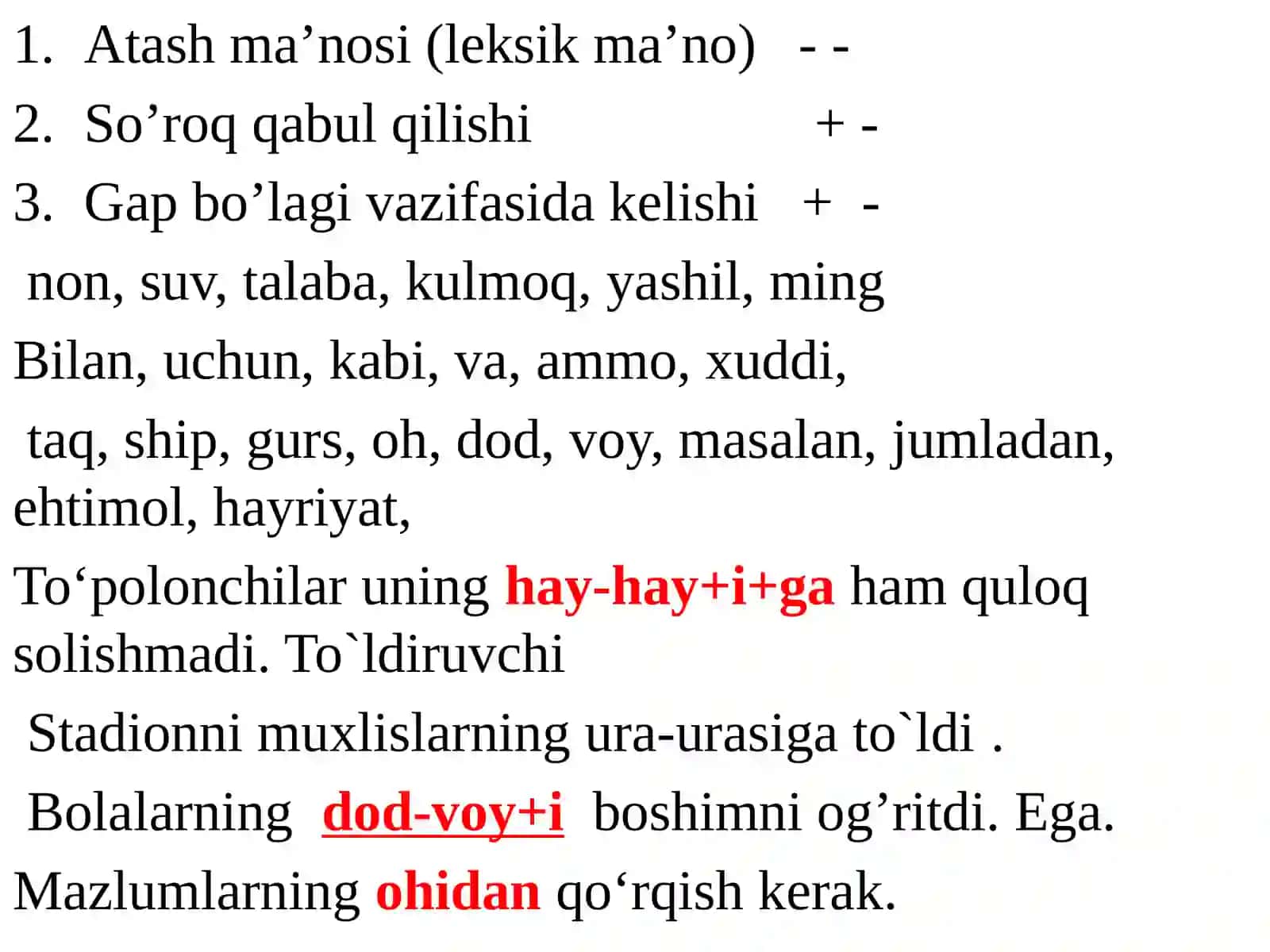 Undov, modal, taqlid so`zlar 3