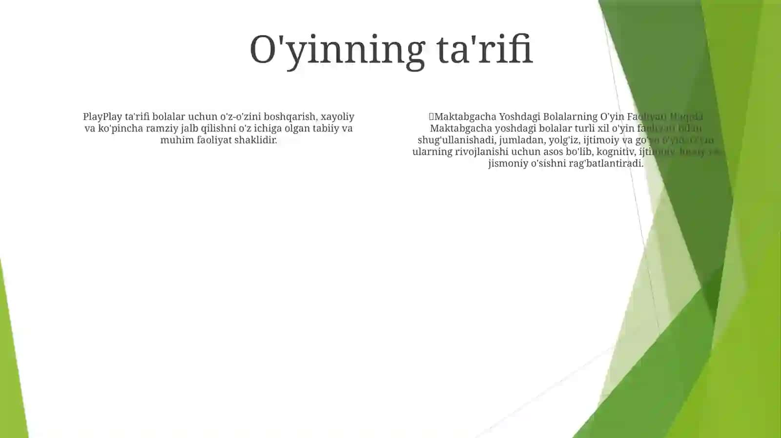 Maktabgacha Yoshdagi Bolalarning O'Yin Faoliyati 3