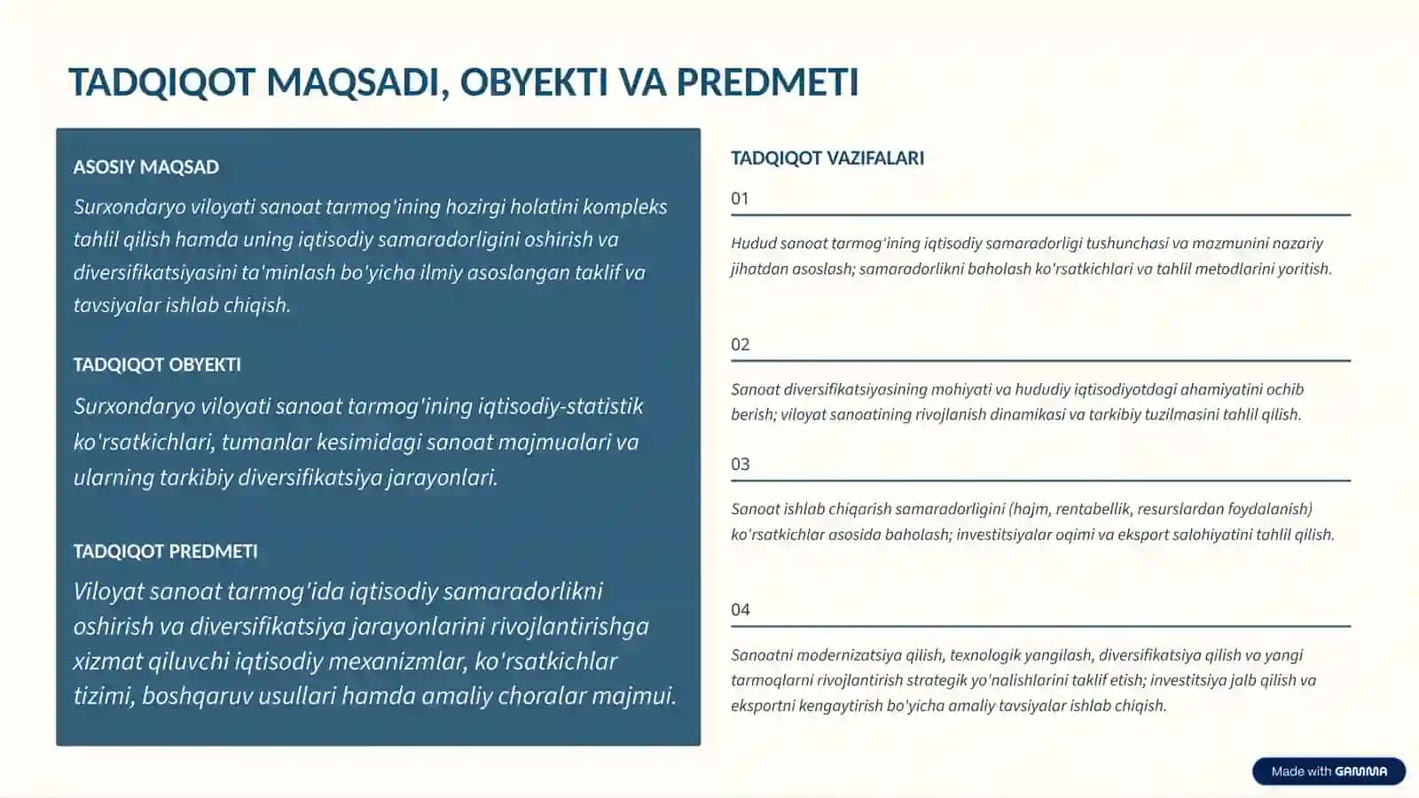 HUDUD SANOAT TARMOG'INING IQTISODIY SAMARADORLIGINI OSHIRISH VA DIVERSIFIKATSIYASINI TA'MINLASH YO'LLARI 3