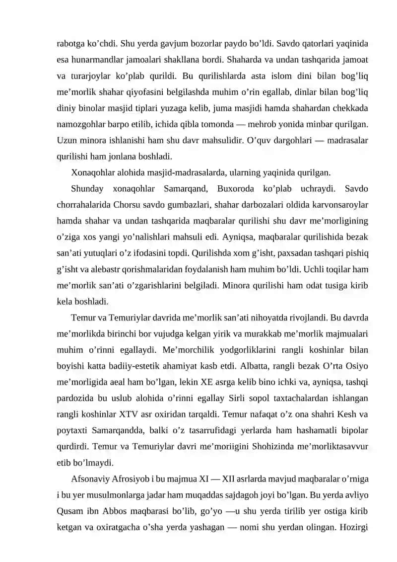 O'zbekistonning XI-XIII asr boshlari me'moriy yodgorliklari va me'morchiligi 3