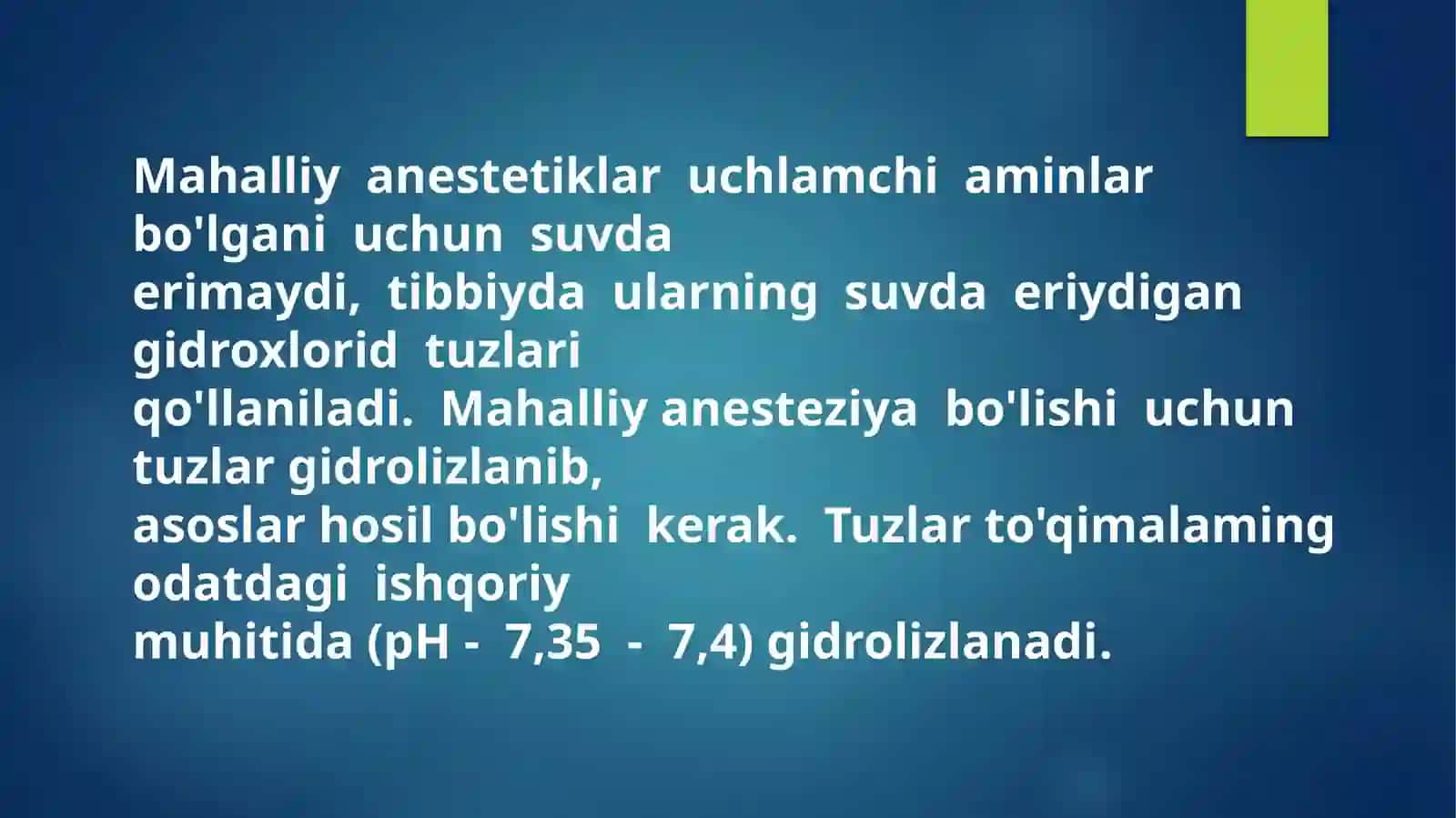 MAXALLIY ANESTETIKLAR. STOMATOLOGIYADA QO’LLANILISHI 3