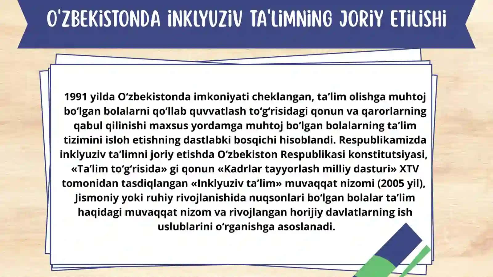 O'zbekistonda alohida ta'lim ehtiyojlari bo'lgan bolalar uchun inklyuziv ta'lim 3